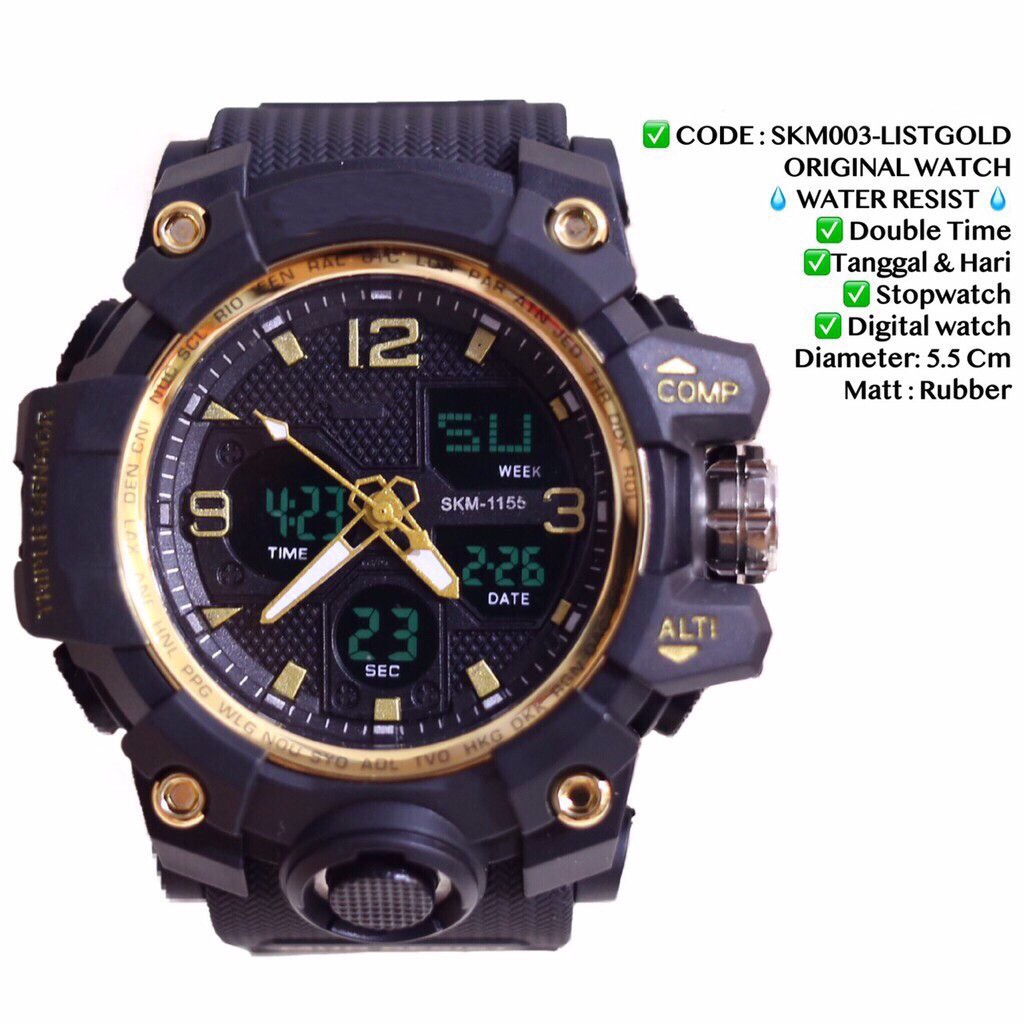 ✅ COD Jam tangan pria wanita ORIGINAL ANTI AIR digital watch LED dengan stopwatch alarm KM002