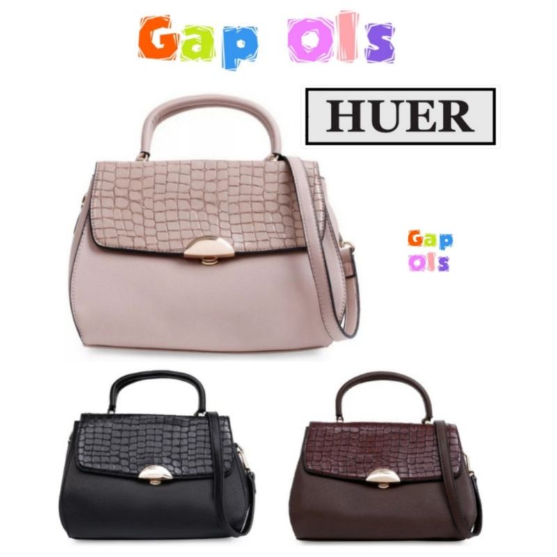 HUER Herye Croc Embossed Satchel Bag Huer Bag Hier Sling Bag Huer Tote Bag