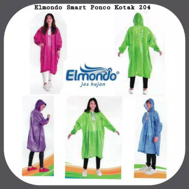 Jas Hujan Ponco Lengan Elmondo SMART KOTAK KOTAK 204  [MODEL GAMIS ]