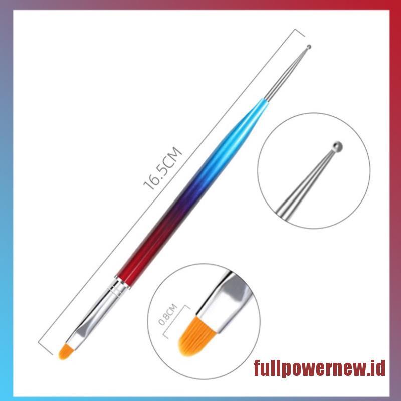 5pcs / Set Pen Brush Liner Dotting Kepala Ganda Untuk Menggambar Ukiran Lukisan Kuku