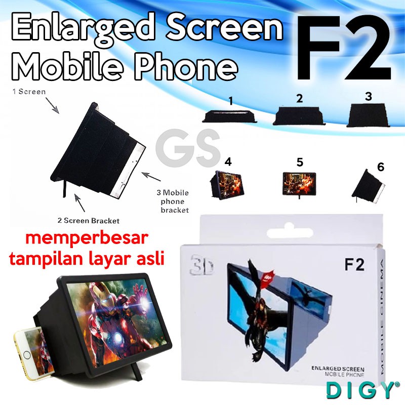 Perbesar layar Hp 3D Enlarged Screen mobile phone F2 3d Hitam Putih