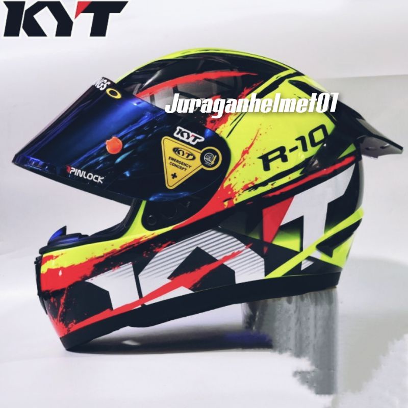helm full face KYT r10 paket ganteng seri 2 yellow