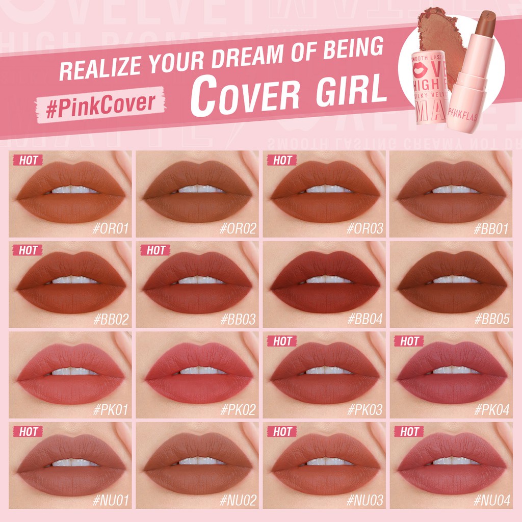 ☘️ CHAROZA ☘️ PINKFLASH PinkCover Cover Girl Velvet Matte Cream Lipstick L05