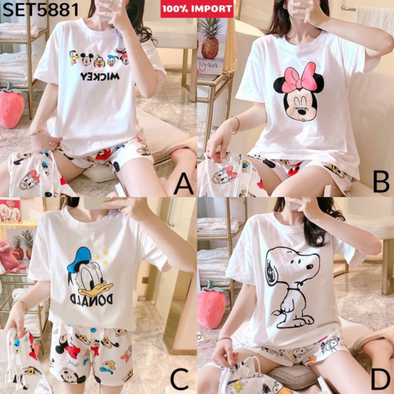 IMPORT Disney Homewear Set Top + Shorts + Pouch SET5881