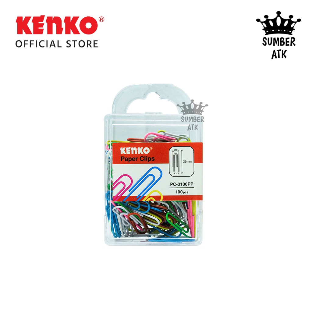 

Paper Clips KENKO / Penjepit Kertas PC-3100PP Warna Warni ( isi 100 PCS ) - 1 Set