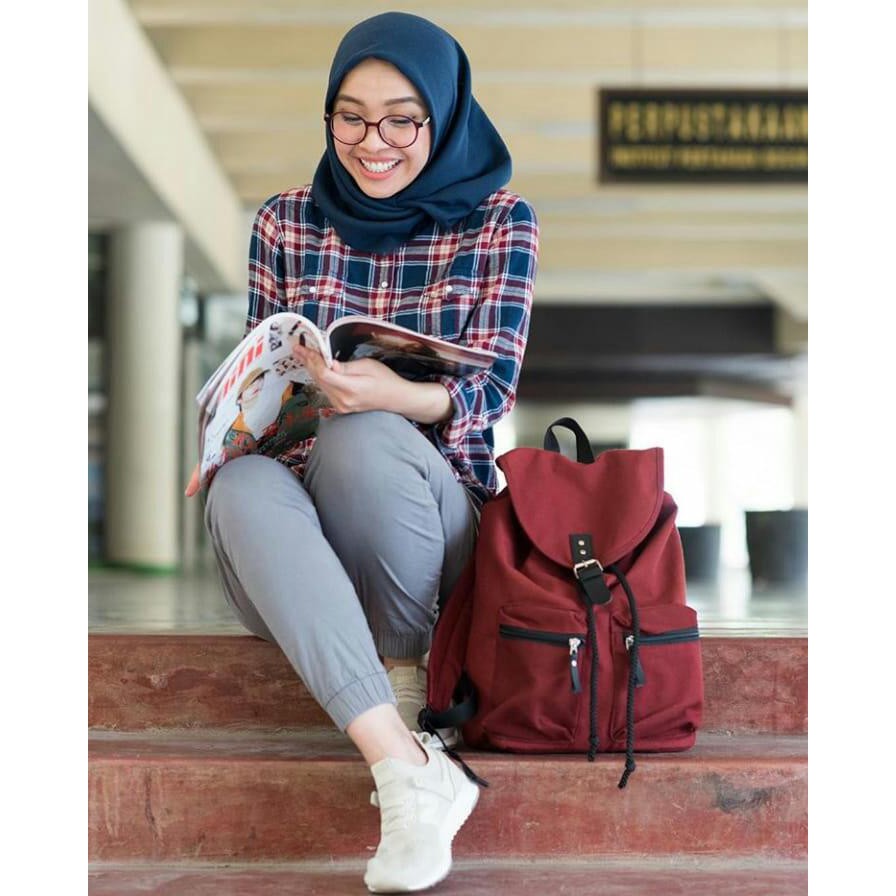 TAS RANSEL LAPTOP KANVAS VINTAGE UNIK KEREN TRAVELLO HEEJOU