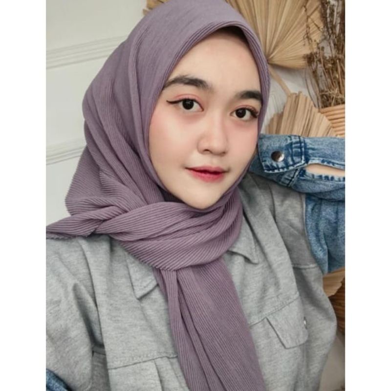 HIJAB PLISKET SQUARE / PLISKET SEGIEMPAT / HIJAB PLISKET SEGIEMPAT VOAL-Blush Purple