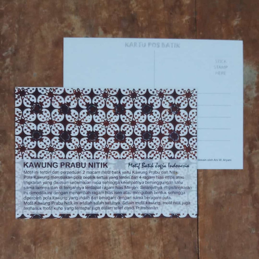 

KARTU POS BATIK INDONESIA POSTCARD MOTIF KAWUNG PRABU NITIK ISI 8 LEMBAR BISA CAMPUR MOTIF LAIN