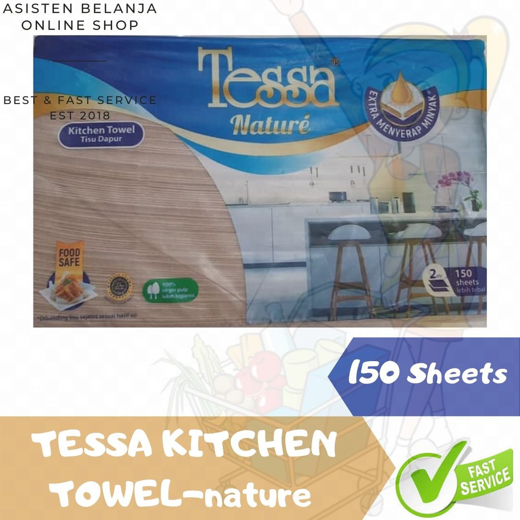 TESSA Nature Kitchen Hand Towel Tissue Dapur Unbleached Natur Natural isi 150s 2ply 150 sheet 2 ply THSN02