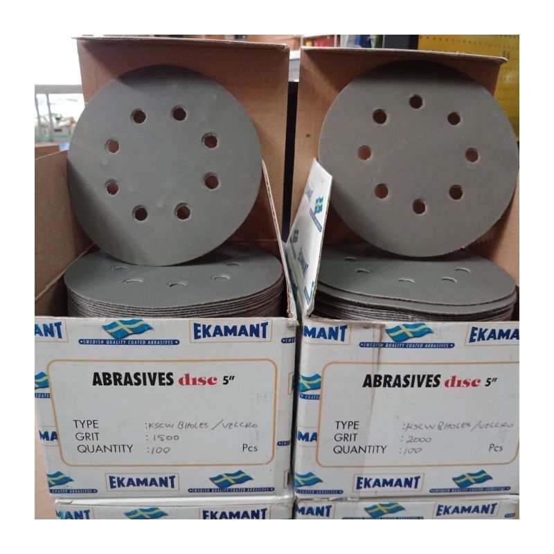 Murah Amplas Bulat Velcro 5 inch & 8 Lubang Untuk Mesin Rotary Sander grid h - 1500