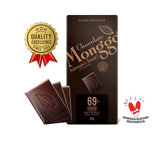 

Chocolate Monggo 80g Collection | 23 Flavors| Dark Coklat Snack Sehat - Dark 69% Cocoa - BARU