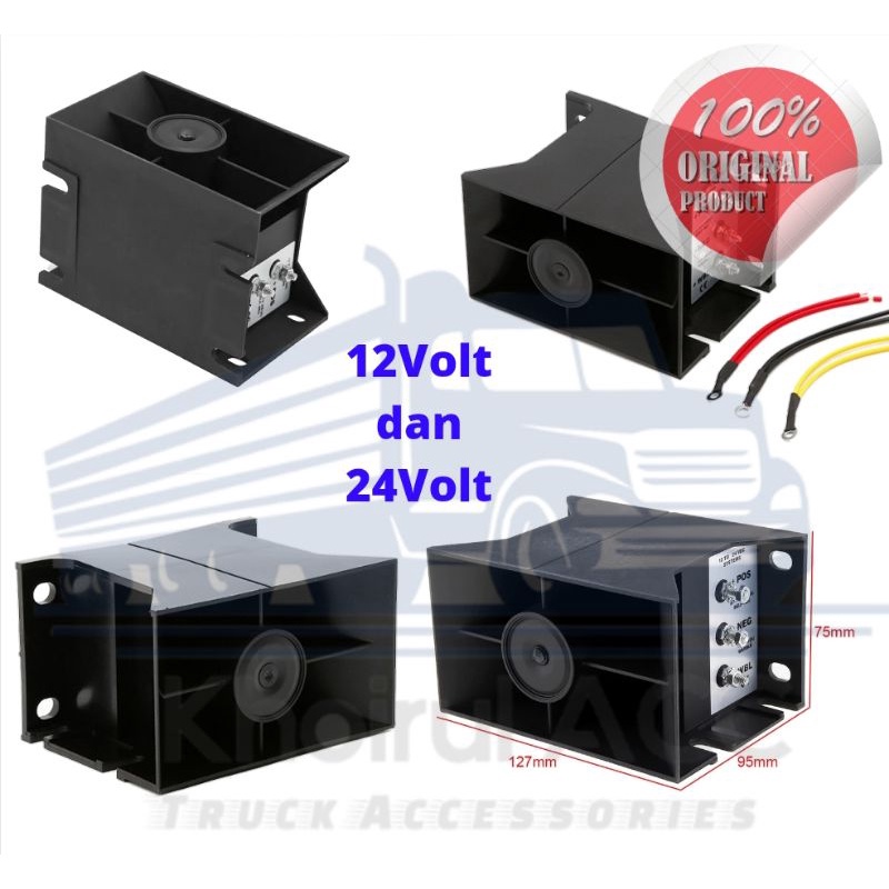 Alarm Atret/Mundur Rem, Klakson Atret 3 Suara, Back horn, 3 suara 12/24V