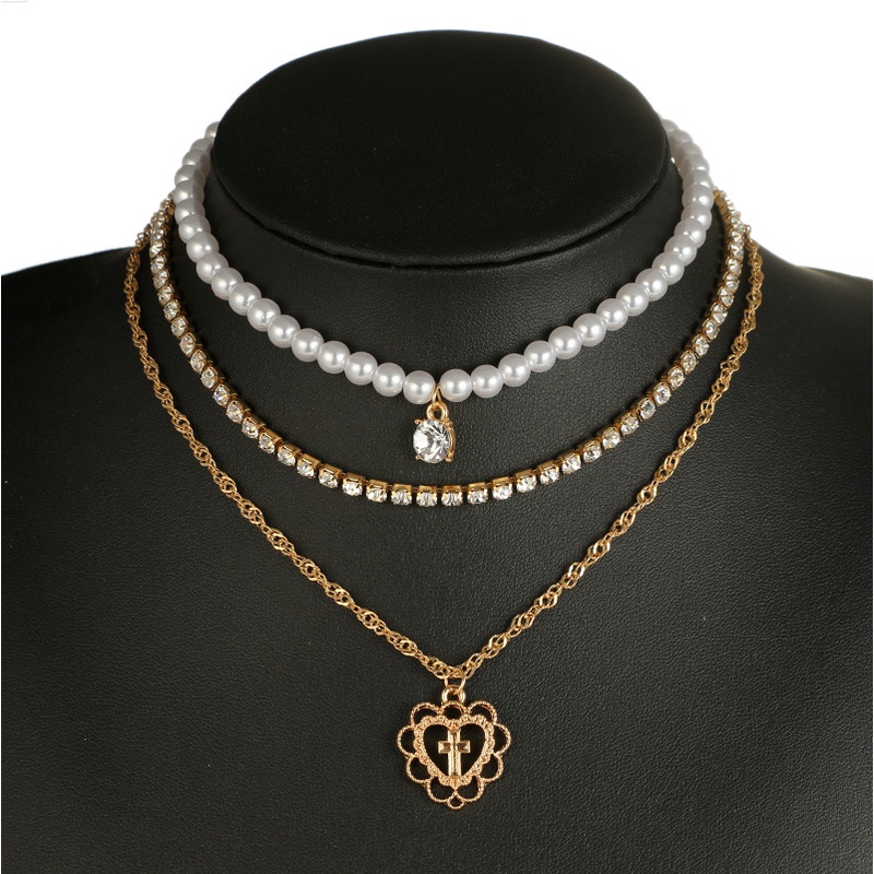 AZ168 [Cod][Ready Stock] Kalung Rantai Wanita 3 Layers Korean Style Women Necklace Aksesoris Perhiasan Cewe Multilayers