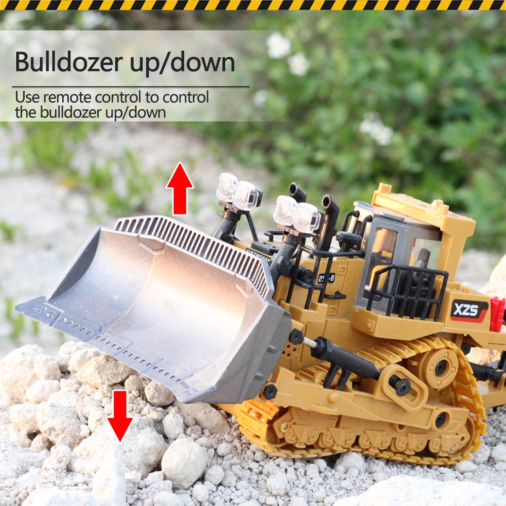 Mainan Bulldozer Remote Control Bulldozer RC Mainan Mobil Kontruksi Front Loader Lampu +Suara Mainan