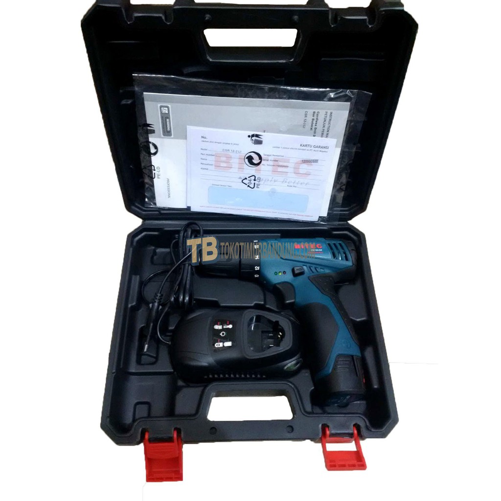 Mesin Bor Baterai Bitec CSR 12-2 LI Cordless Drill 12V