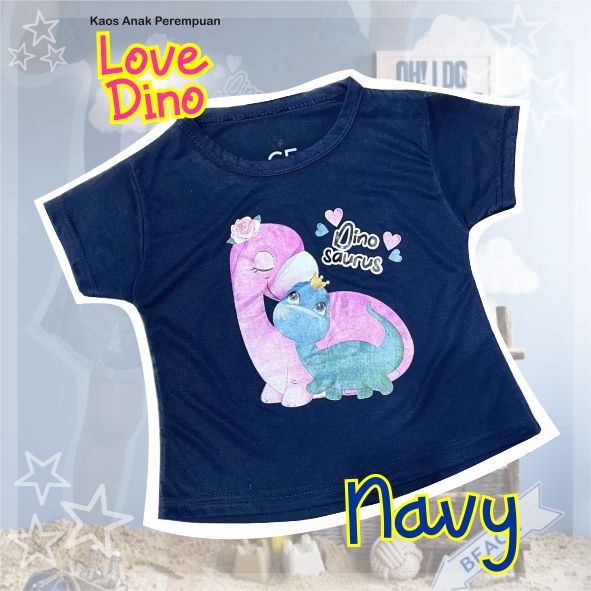 Atasan Kaos Murah Anak Perempuan Love Dino CF Kids