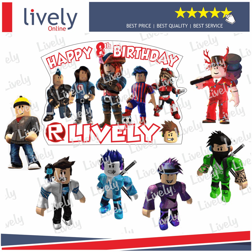 CUSTOM NAMA HIASAN KUE ULANG TAHUN ROBLOX 04 CAKE TOPPER KARAKTER HAPPY BIRTHDAY