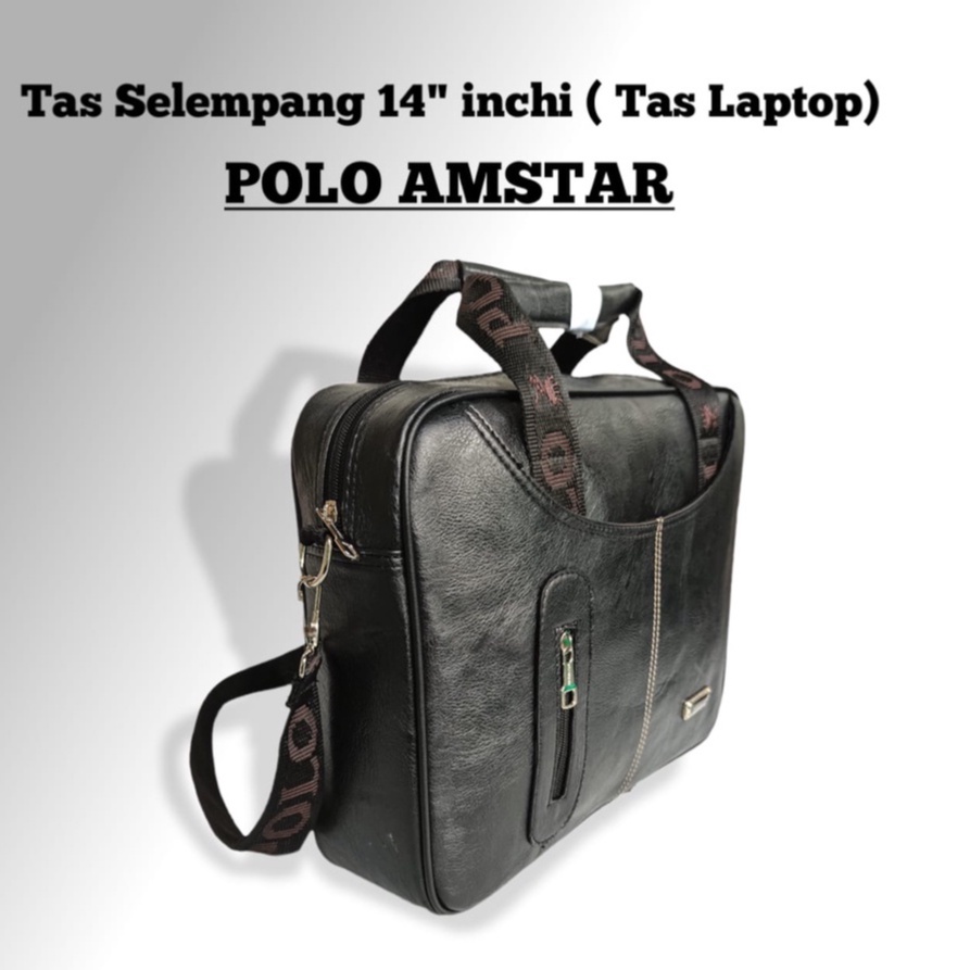 Tas Laptop Tas Selempang  Kulit PU Leather Polo Amstar 14&quot; Inchi  Waterproof