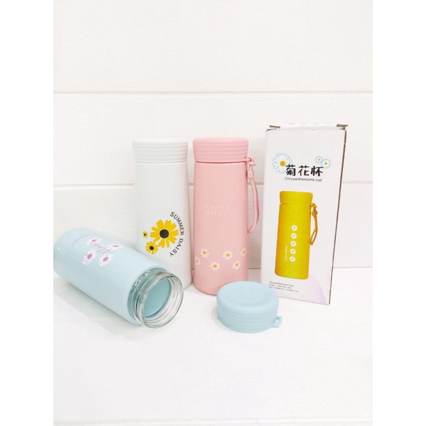 BOTOL MINUM KACA DAISY 450ML / BOTOL MINUM KACA