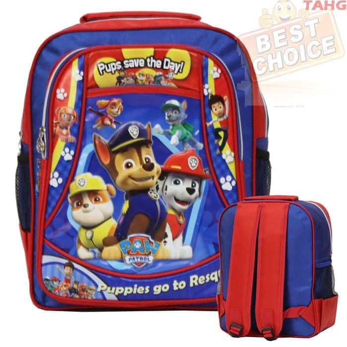 Tas Ransel Anak Sekolah TK & PG Paw Patrol Soft Timbul Bahan Saten