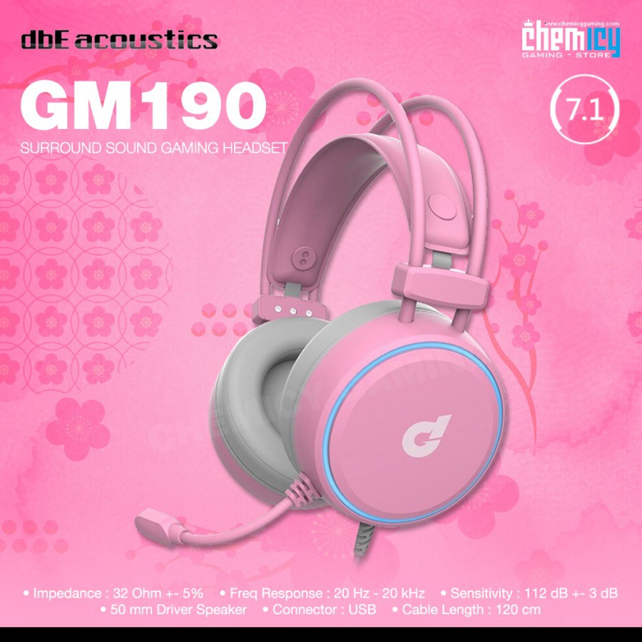 dbE GM190 Pink Edition 7.1 Virutal Surround Sound Gaming Headset