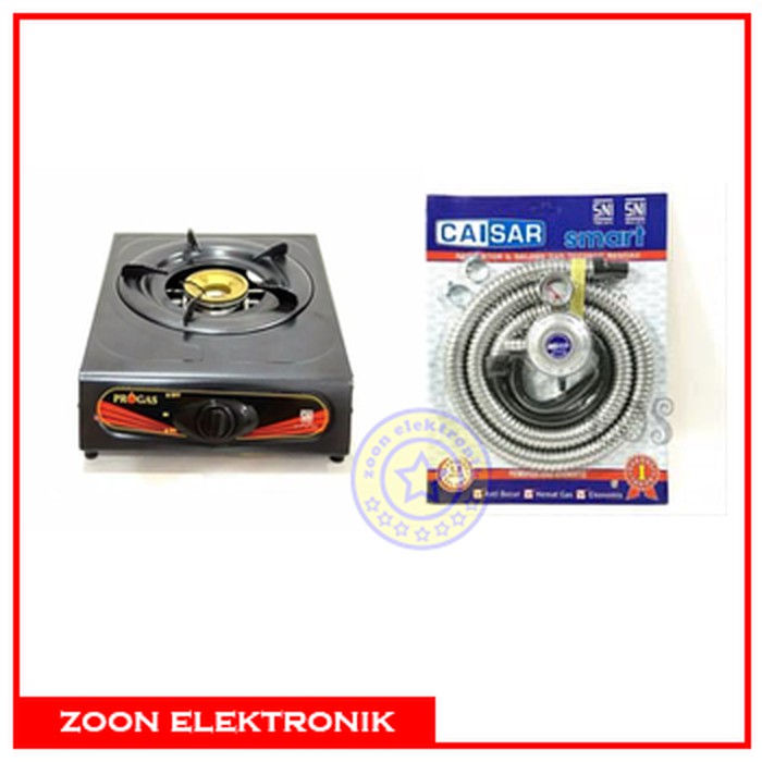 paket kompor progas 1 tungku & selang gas paket regulator caisar M1156