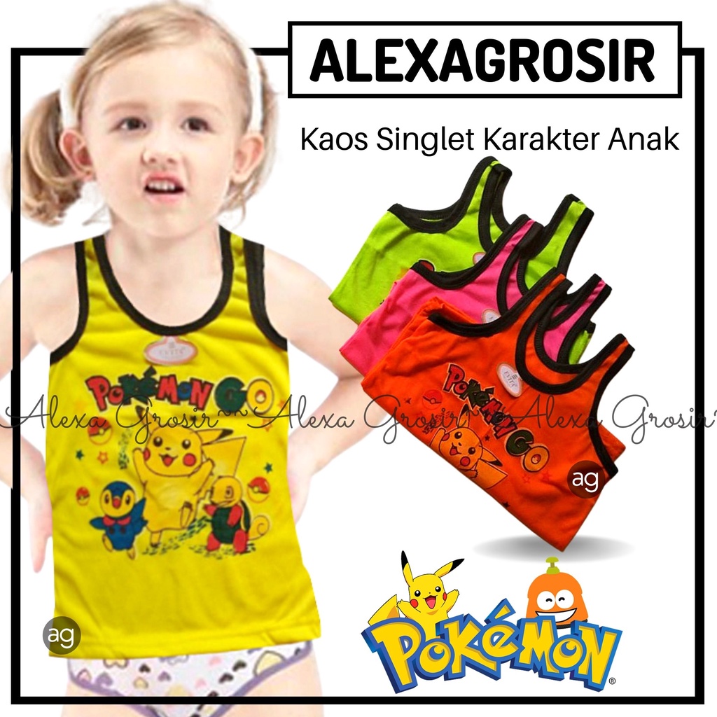 Kaos Singlet Anak Balita 2-3 Tahun UNISEX / Kaos Dalam Anak Karakter PICHA //alexa