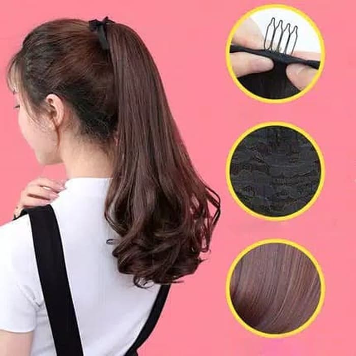 Hair Clip Pony Tail Sambungan Rambut Palsu Kuncir Kuda Wig Keriting