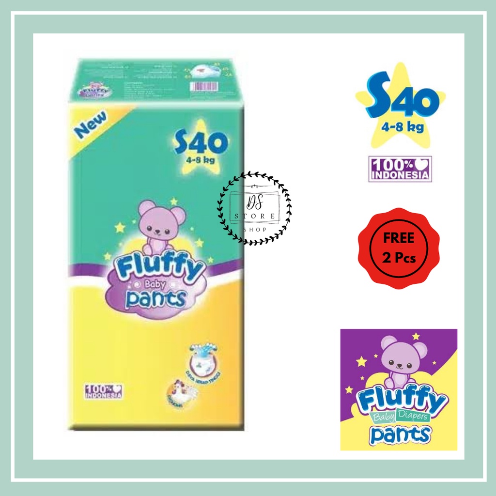 Pempers Popok Bayi Fluffy Baby Pants S 40 Pcs