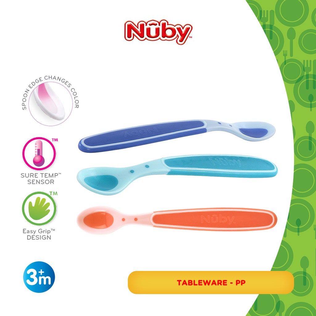 NUBY - Sure Temp Sensor - Hot Safe Spoons - Sendok Bayi Temperatur