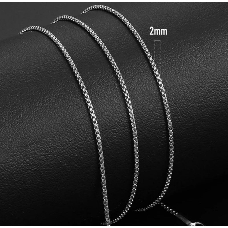 Kalung Titanium pria Rantai Rolo silver panjang 75cm