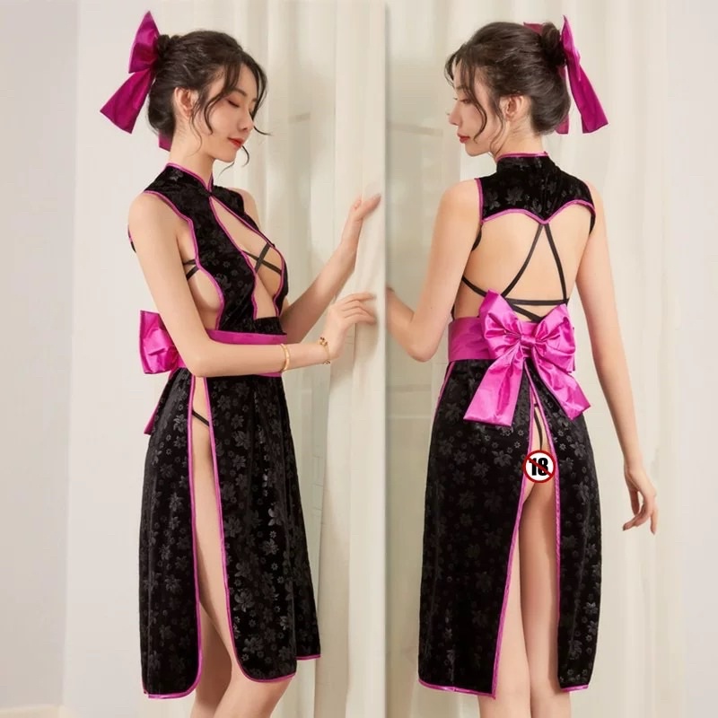 Set Chinese Witcher Sexy Halloween Costume Maid Lingerie Cheongsam Oldest Ninja Qipao Hanfu Dress Co