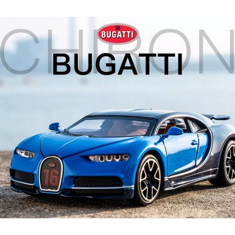 Diecast Mobil Sport Bugatti Chiron Miniatur Mobil Mobilan Pajangan 1:32