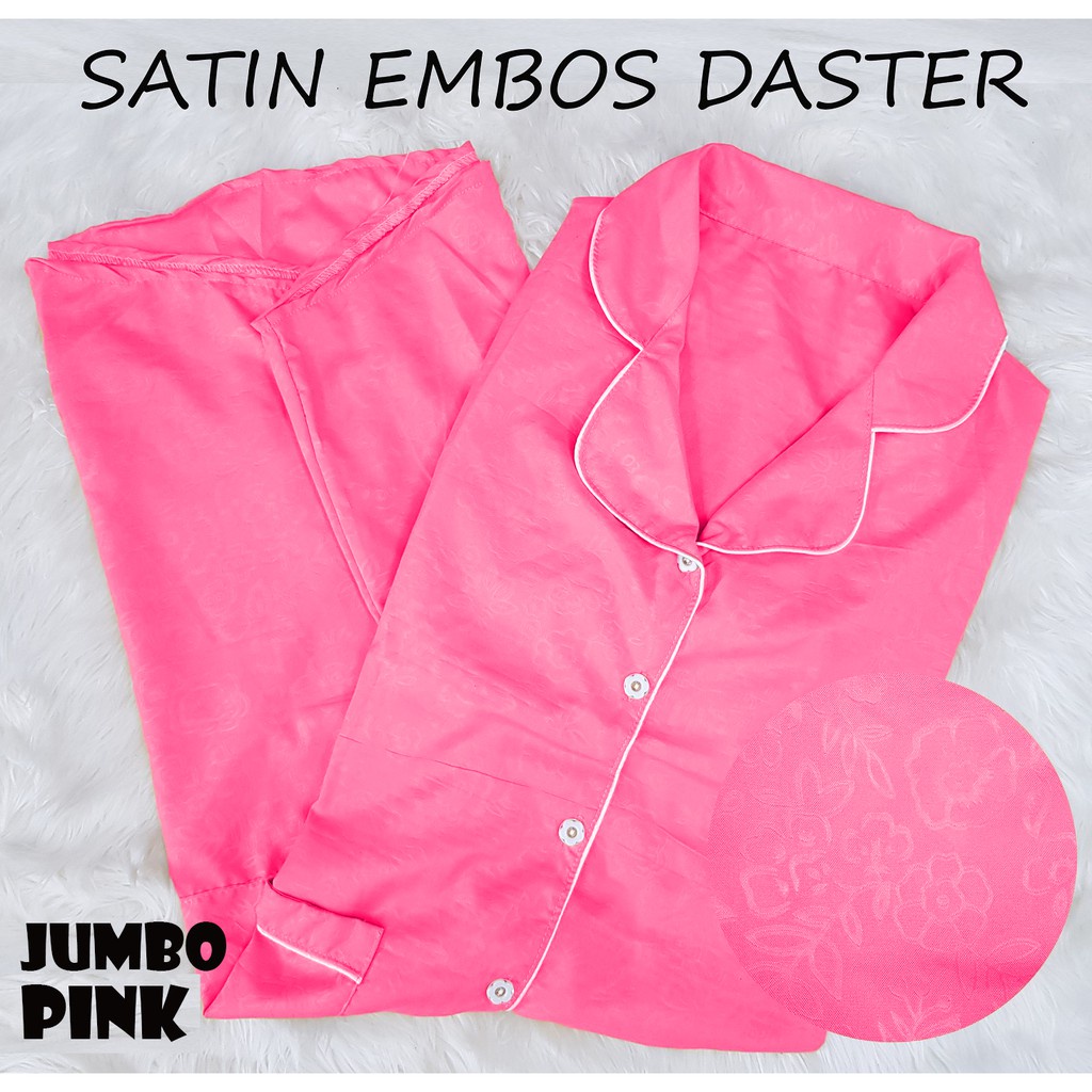 HipNop SATIN DASTER EMBOS JUMBO BAJU TIDUR WANITA DASTER CEWE CEWEK SLEEPWEAR BIG SIZE