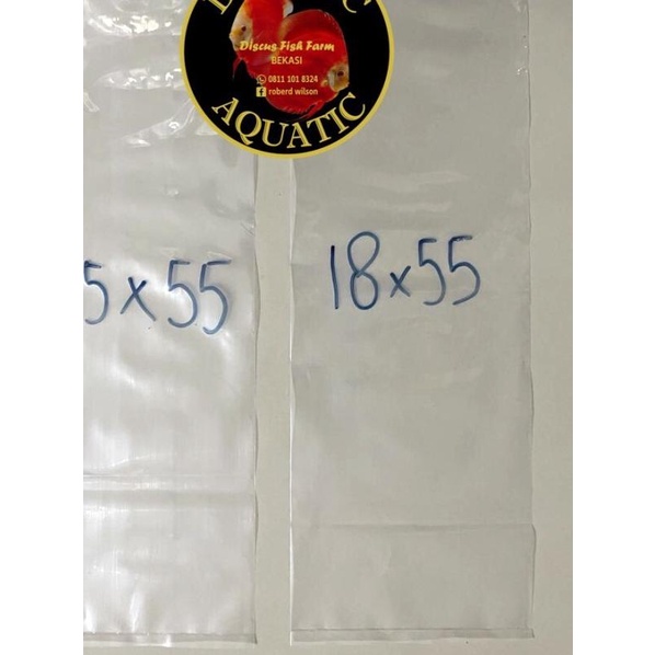 PLASTIK PACKING BUNGKUS IKAN DISCUS KOI LOUHAN TEBAL 0.8MM 1/2 KG - 22 cm x 55 cm