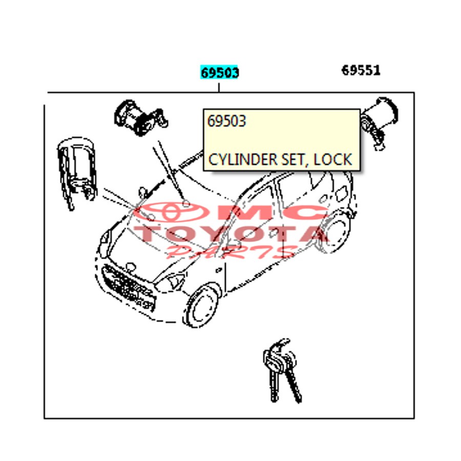 Kunci set Key set Agya 69005-BZ480