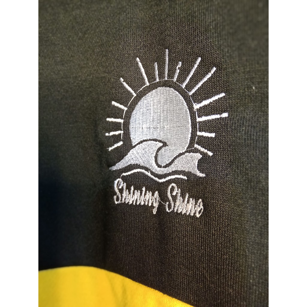 Swater Kombinasi Hitam Kuning Putih Free Sticker Murah Trendy Pria Wanita - Shining Shine