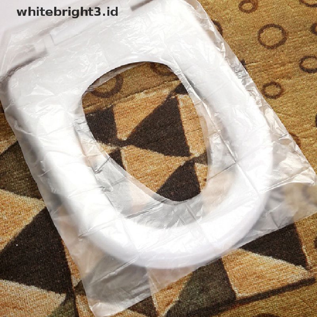 (whitebright3.id) 50pcs Cover Dudukan Toilet Sekali Pakai Bahan Plastik PE Untuk Travel