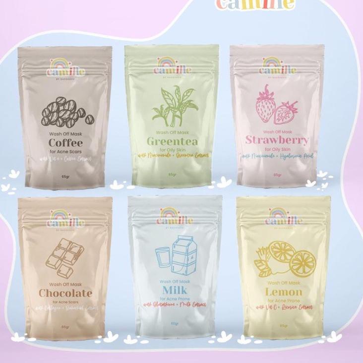 Dikirim Hari ini (READY) Camille Beauty Masker Strawberry / Coklat / Susu / Greentea / Lemon