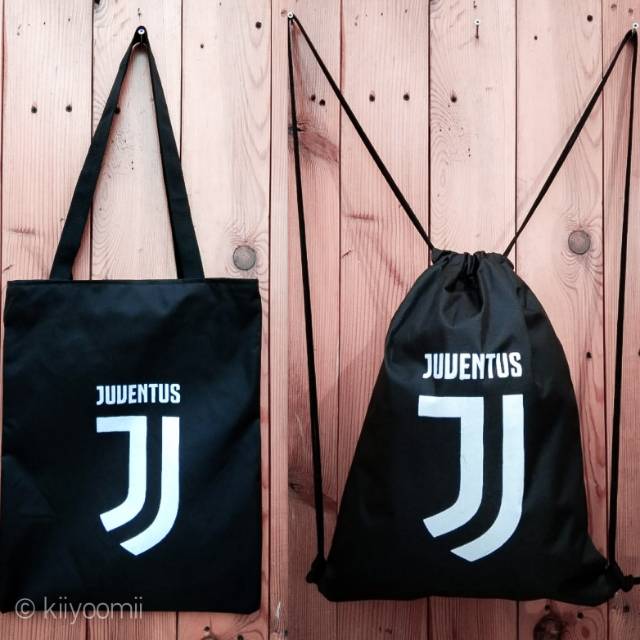 Totebag &amp; String bag tas ransel serut sablon JUVENTUS | bahan drill halus | kiiyoomii