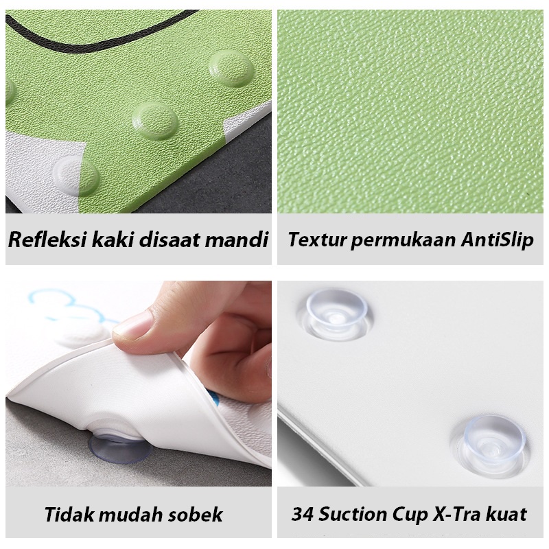 SHOWER BATH MAT KESET MANDI PVC PENGHISAP ANTI SLIP SUCTION CUP MOTIF LUCU