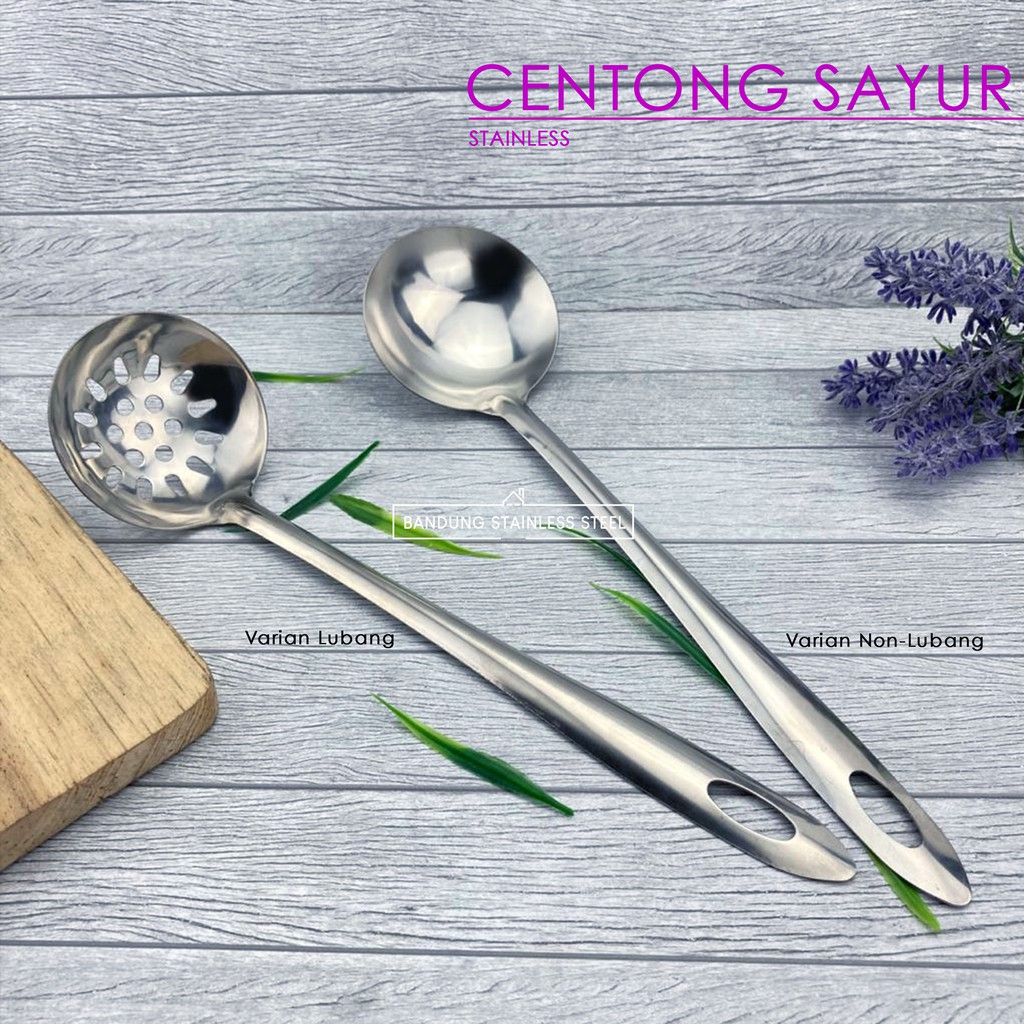 Centong sayur sendok kuah soup sup ladle tebal stainless 30cm murah Lubang Non-Lubang