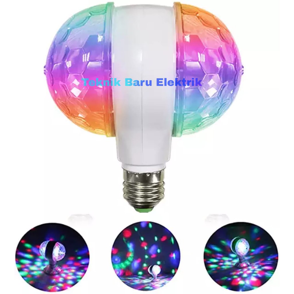 Lampu Disco Putar 2 Sisi Full Color Warna Warni 2 arah E27 Pesta 2 arah