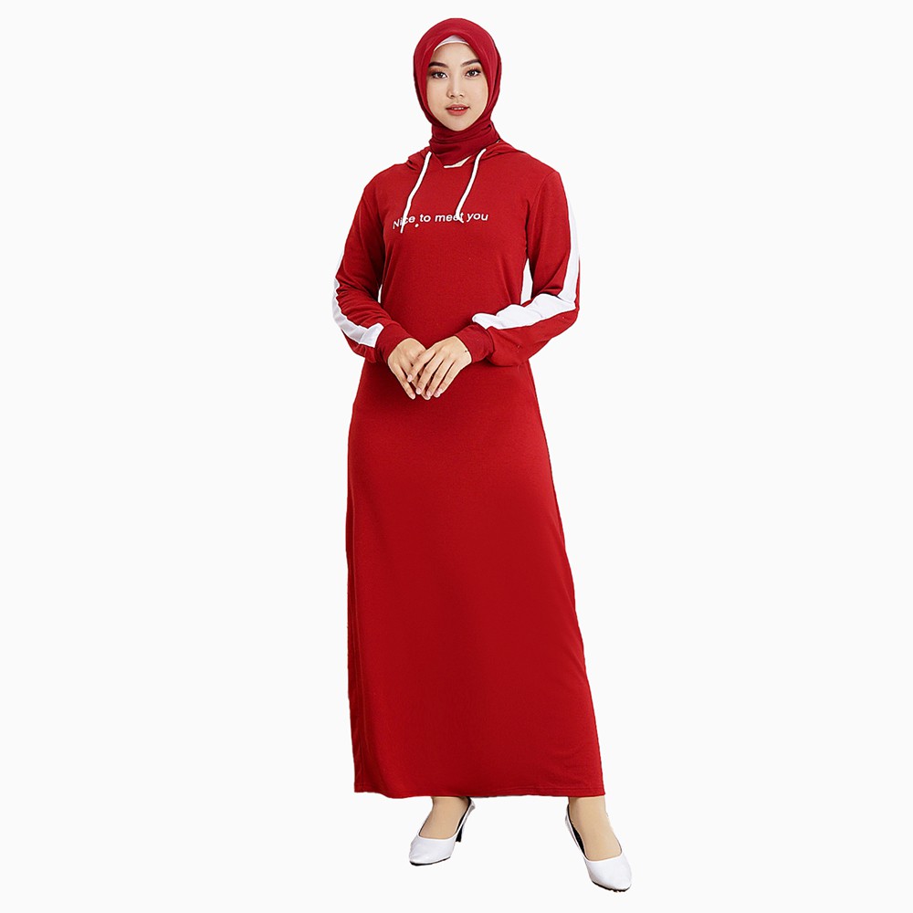 Long Dress hoodie lengan panjang Muslim wanita printing model terbaru - XSHOP Jayanti