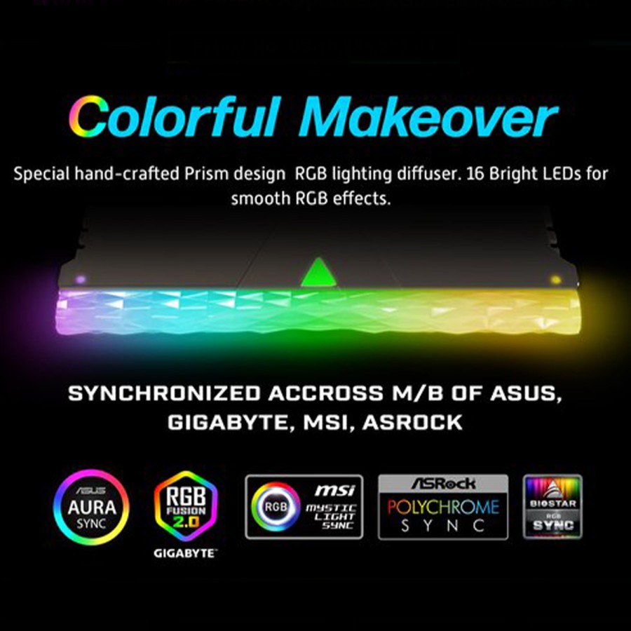 V-COLOR DDR4 SCC KIT-PRISM PRO RGB 2x8GB 3600Mhz Memory (16GB) WHITE