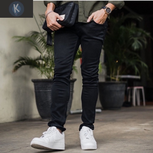 CELANA JEANS PRIA PULL&amp;BEAR FULL BLACK SKINNY PULLANDBEAR PULL &amp; BEAR PULL AND BEAR P&amp;B HITAM DENIM