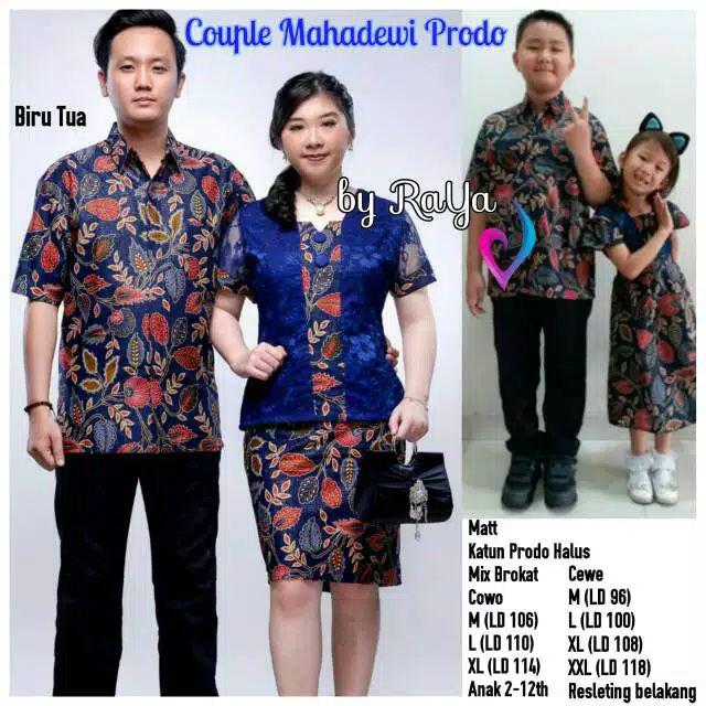 Sarimbit Keluarga/ Family Rok N Blus Wanita Mahadewi Prodo Broklat Biru Dongker