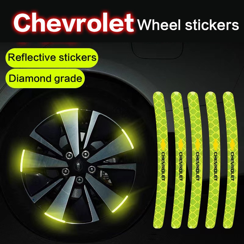 20Pcs Chevrolet stiker peringatan stiker reflektif roda mobil untuk Cruze/Spark/Orlando/Trax/Trailblazer/LUV/Camaro/Captiva/Sonic/Captiva/Colorado /Aveo/Optra