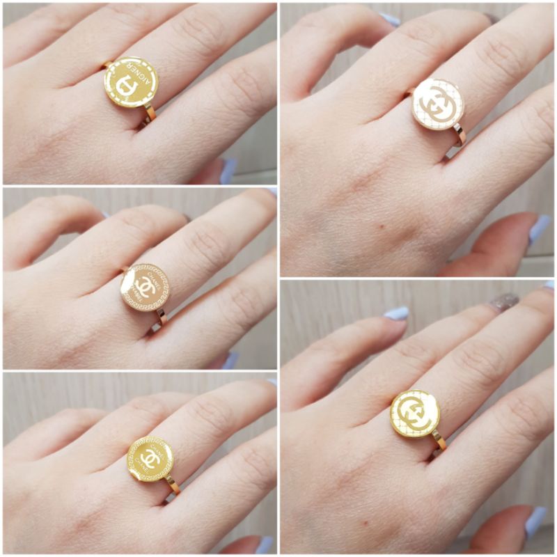 Cincin Titanium bulat branded koin