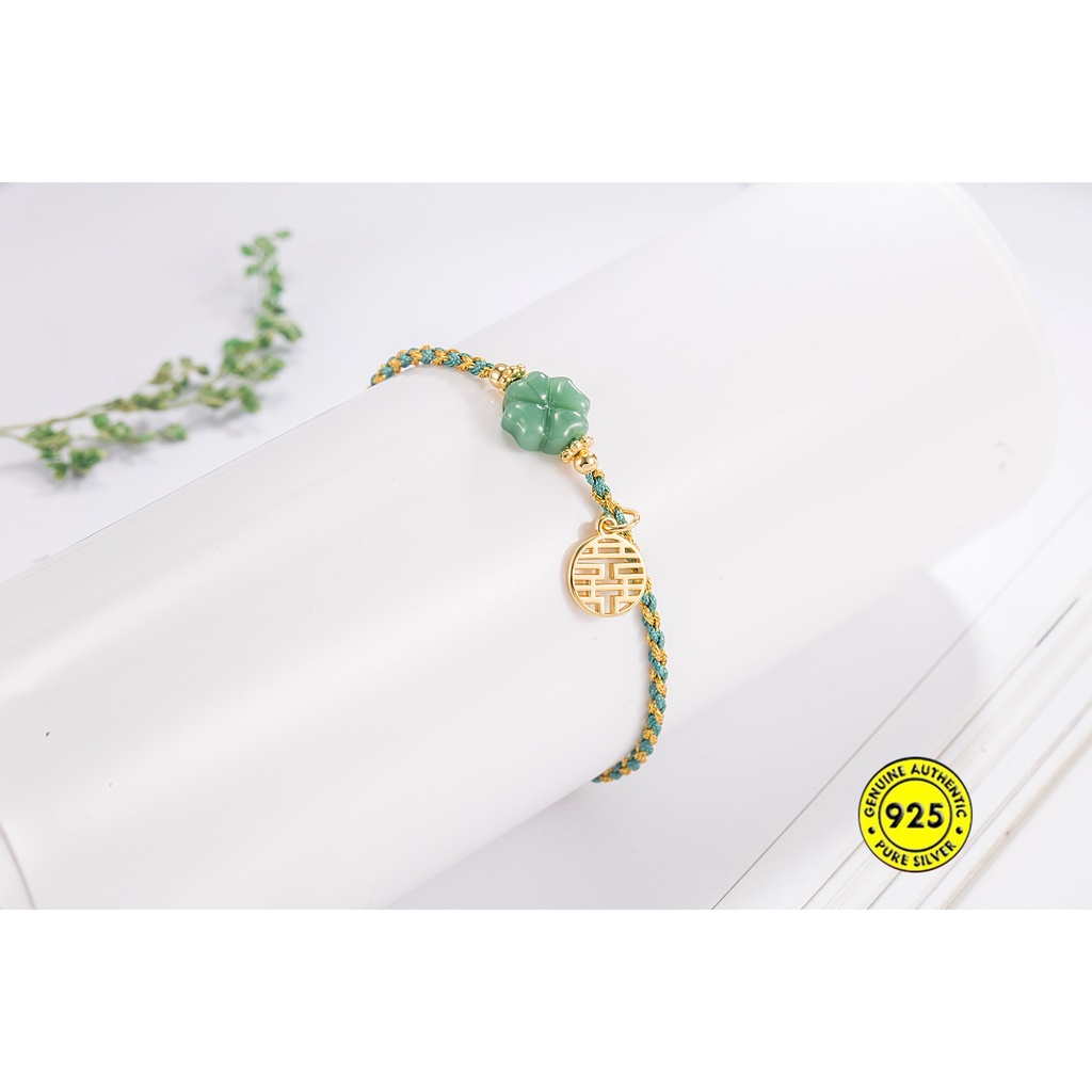 Gelang Giok Clover 18K Untuk Wanita